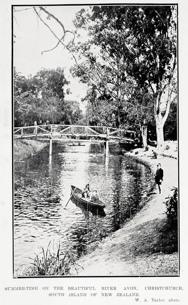 Summer-time on the beautiful River Avon, Christchurch, South Island of New Zealand, 1921
