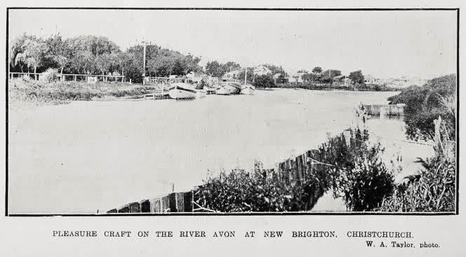 Pleasure craft on the River Avon at New Brighton, Christchurch, 1922