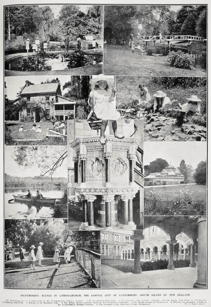 Picturesque scenes in Christchurch, the capital city of Canterbury, South Island of New Zealand, 1922