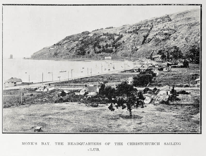 Monk's Bay, the headquarters of the Christchurch Sailing Club, 1922