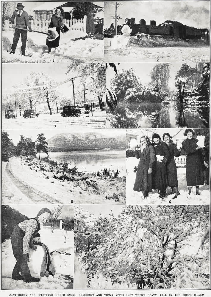 Canterbury and Westland under snow: incidents and views after last week's heavy fall in the South Island, 1935