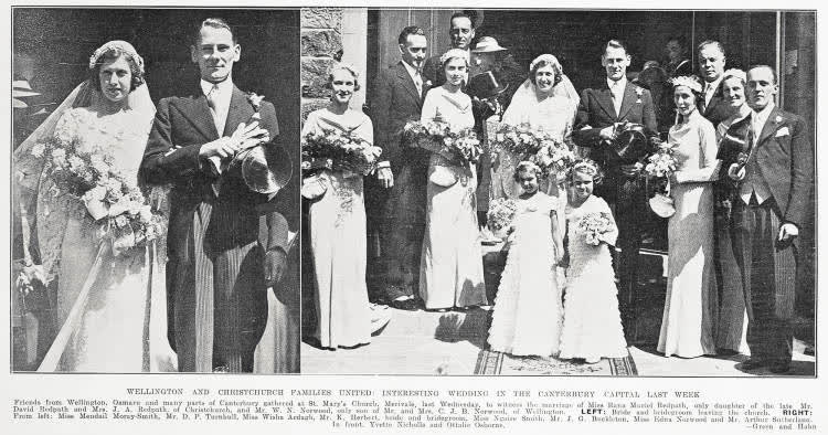 Wellington and Christchurch families united: interesting wedding in the Canterbury capital last week, 1935