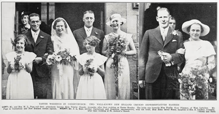 Easter weddings in Christchurch: two well-known New Zealand cricket representatives married, 1935