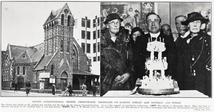 Trinity Congregational Church, Christchurch, celebrates its Diamond Jubilee last Saturday and Sunday, 1935