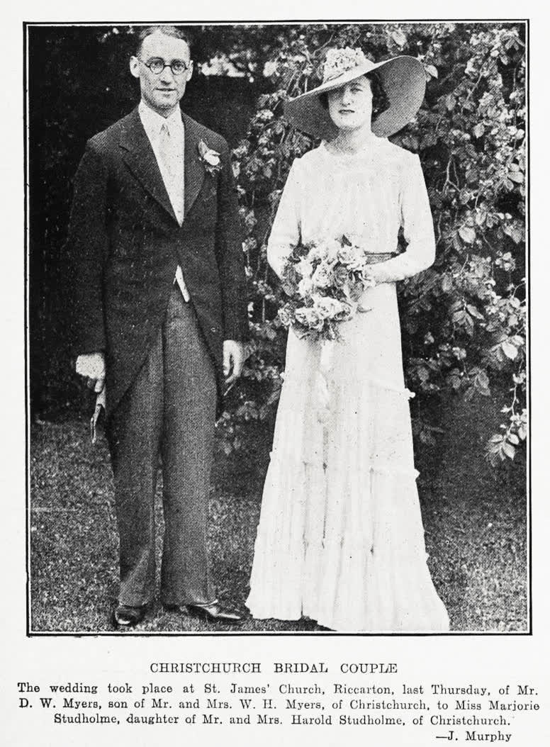 Christchurch bridal couple, 1935