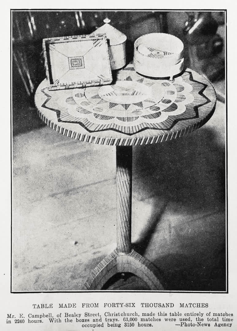 Table made from forty-six thousand matches, 1935