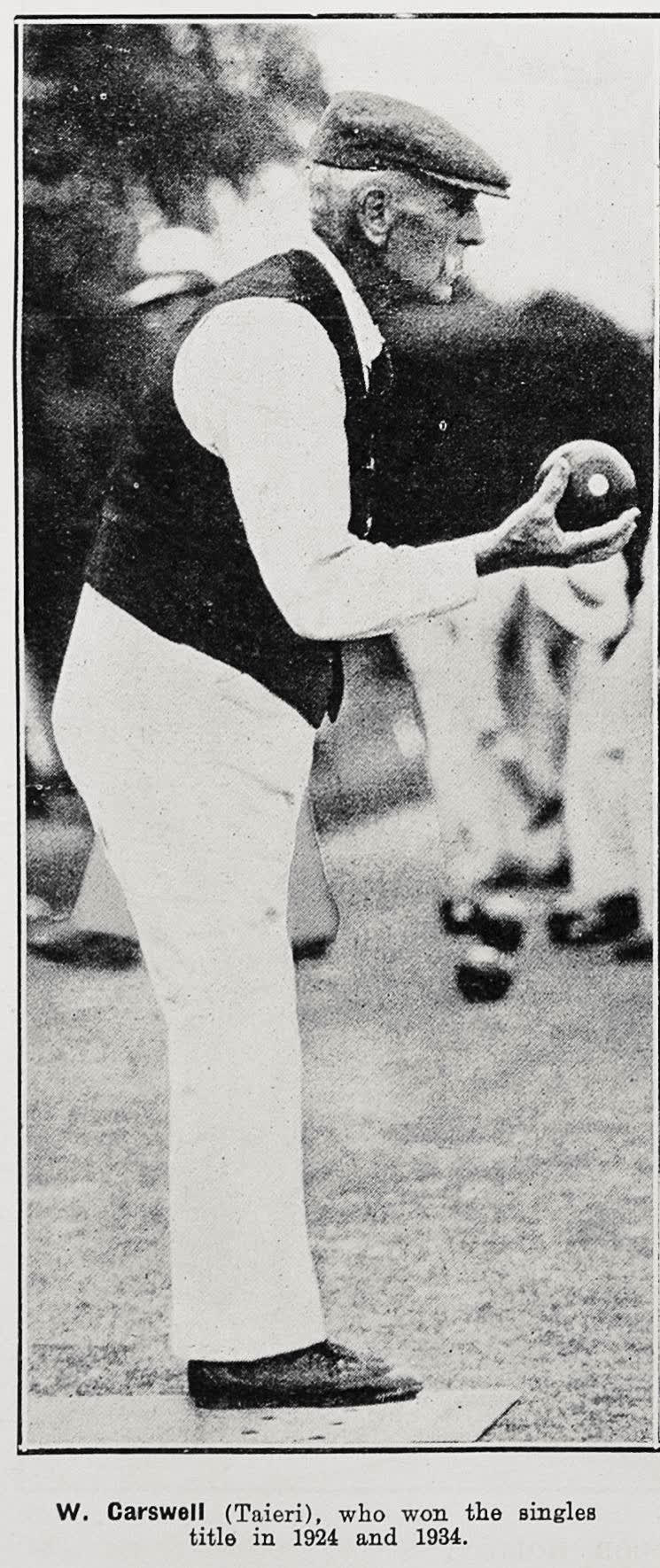 W. Carswell (Taieri), who won the singles titles in 1924 and 1934, 1936