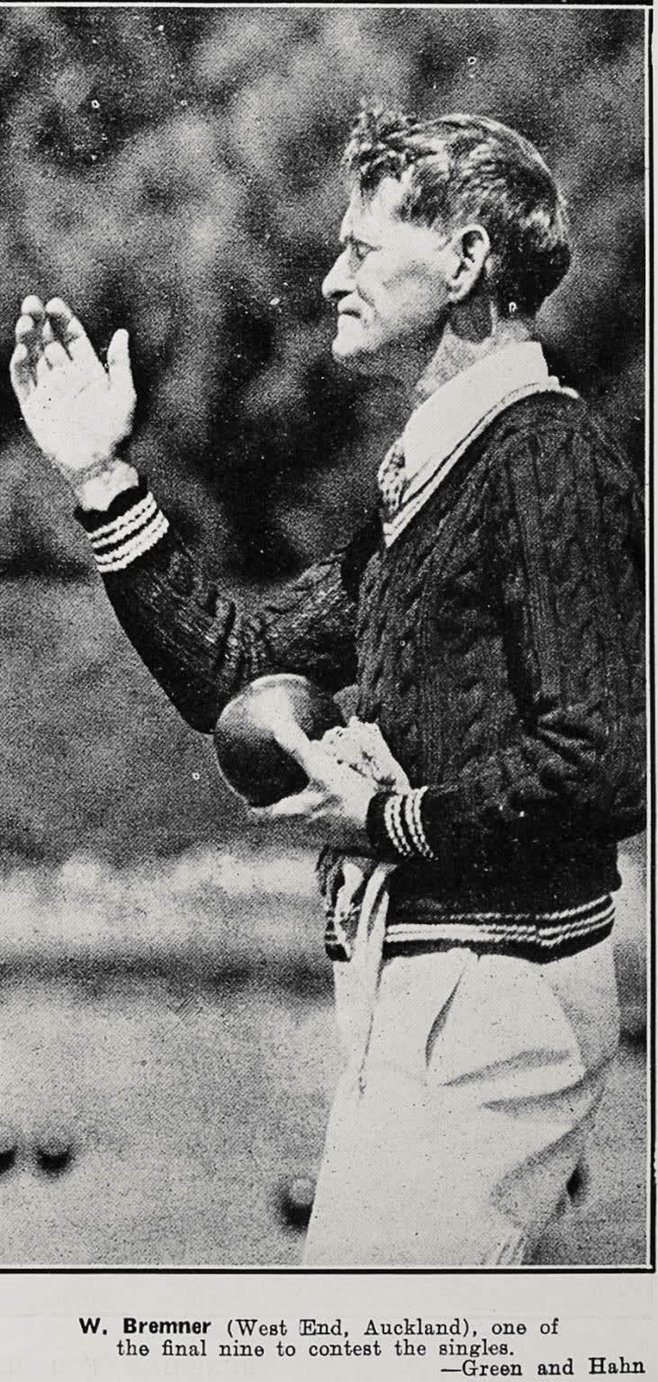 W. Bremner (West End, Auckland), one of the nine to contest the singles, 1936