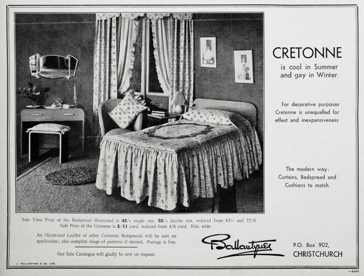 Cretonne is cool in Summer and gay in Winter, 1936