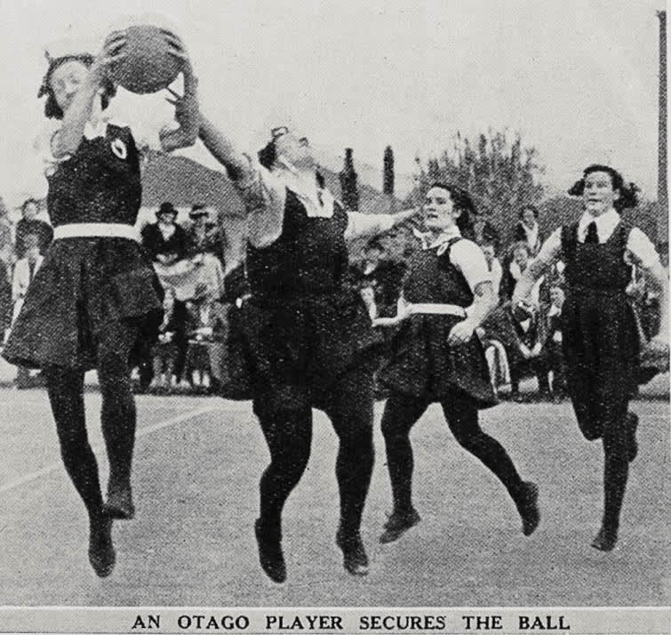 An Otago player secures the ball, 1936