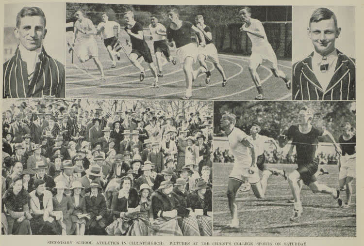 Secondary school athletics in Christchurch: pictures at the Christ's College sports on Saturday, 1937