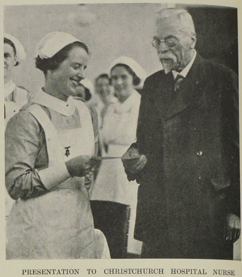 Presentation to Christchurch Hospital nurse, 1937