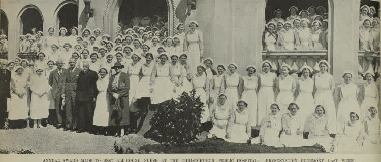 Annual award made to best all- round nurse at the Christchurch Public Hospital: presentation ceremony last week, 1937