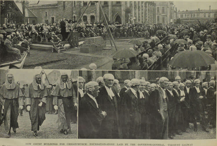 Laying the foundation-stone of the new Courts of Justice in Christchurch, 1938