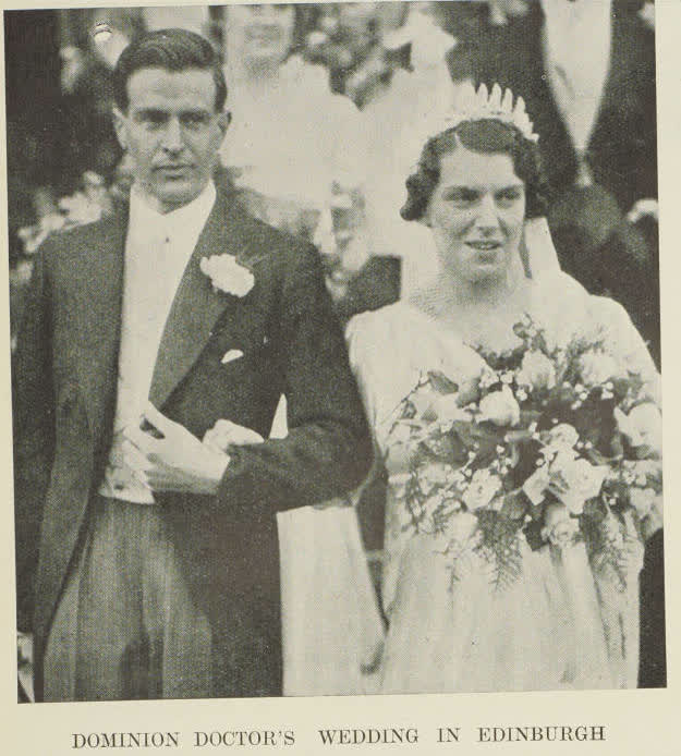 Wedding of Dr. Hugh Paterson Donald and Miss Jean Galloway in Edinburgh, 1938
