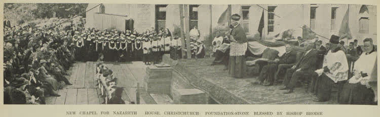 New chapel for Nazareth House, Christchurch: foundation-stone blessed by Bishop Brodie, 1938