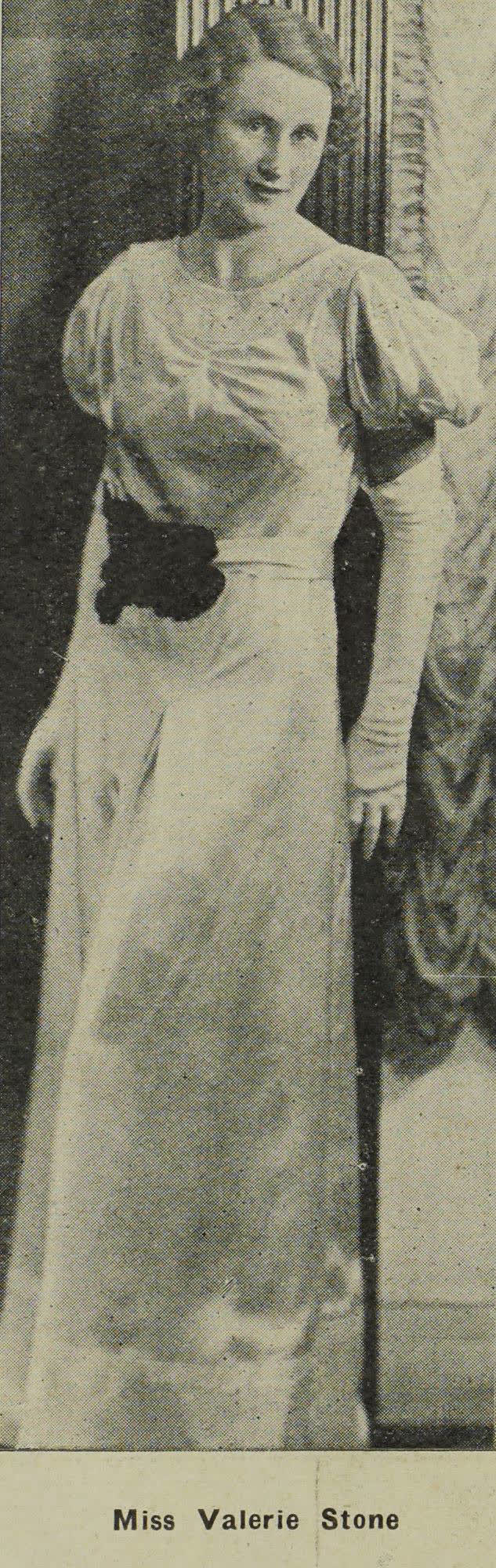Miss Valerie Stone, 1938