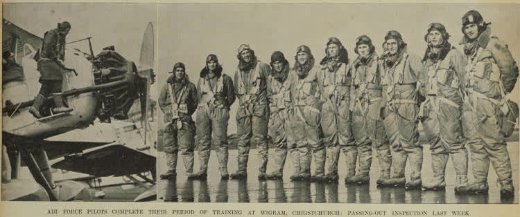 The ten trainee pilots complete their period of training at Wigram, Christchurch, 1938