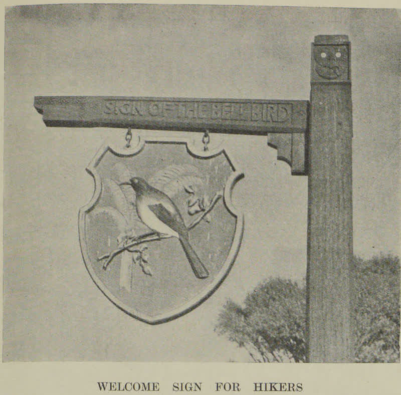 Welcome sign for hikers, 1938