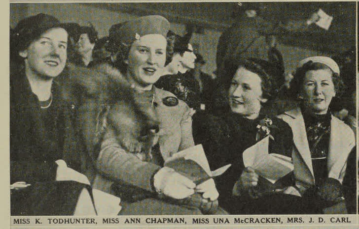 Miss K. Todhunter, Miss Ann Chapman, Miss Una McCracken, Mrs. J. D. Carl, 1938