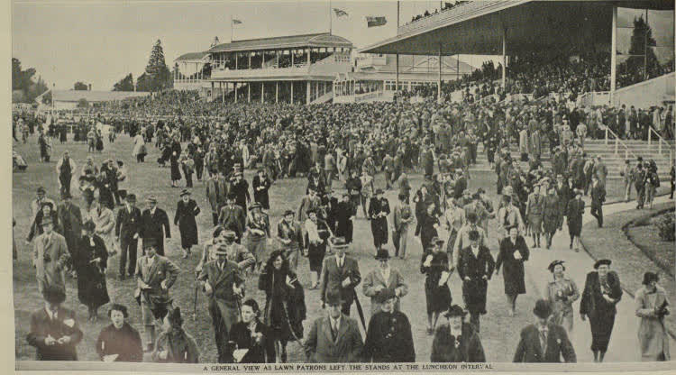 A general view as lawn patrons left the stands at the luncheon interval, 1938