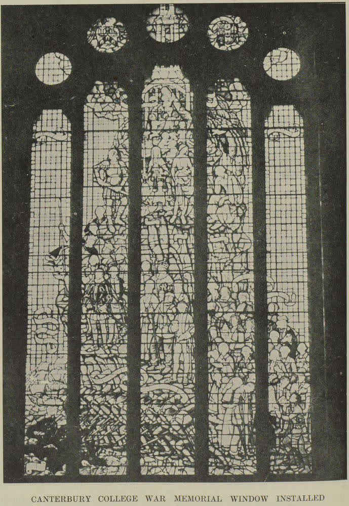 Canterbury College war memorial window installed, 1938