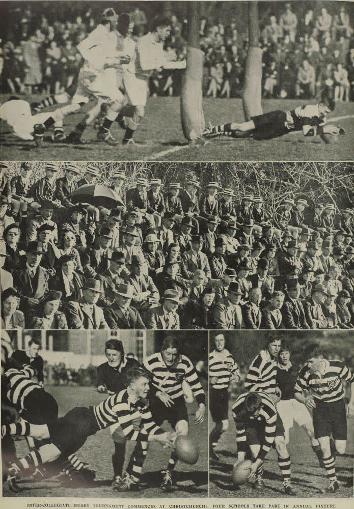Inter-collegiate rugby tournament commences at Christchurch: four schools take part in annual fixture, 1938