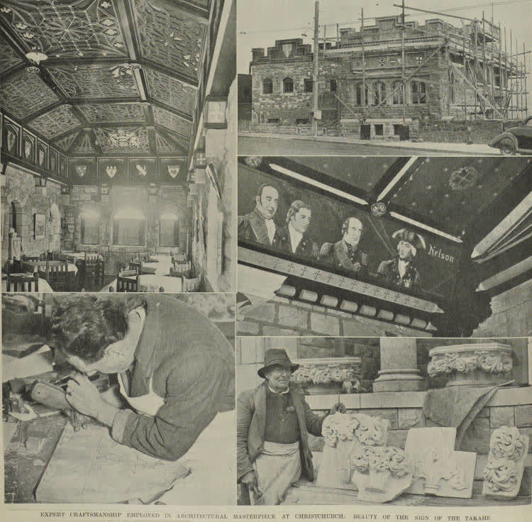 Expert craftsmanship employed in architectural masterpiece at Christchurch: beauty of the sign of the Takahe, 1938