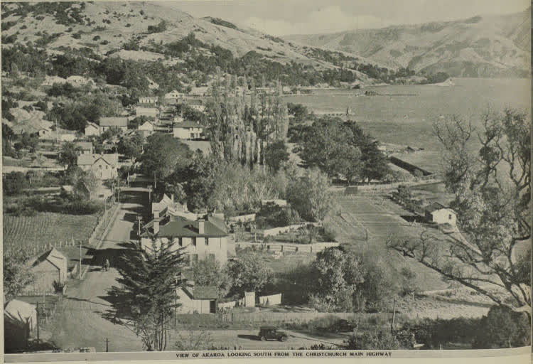 View of Akaroa looking south from the Christchurch main highway, 1939