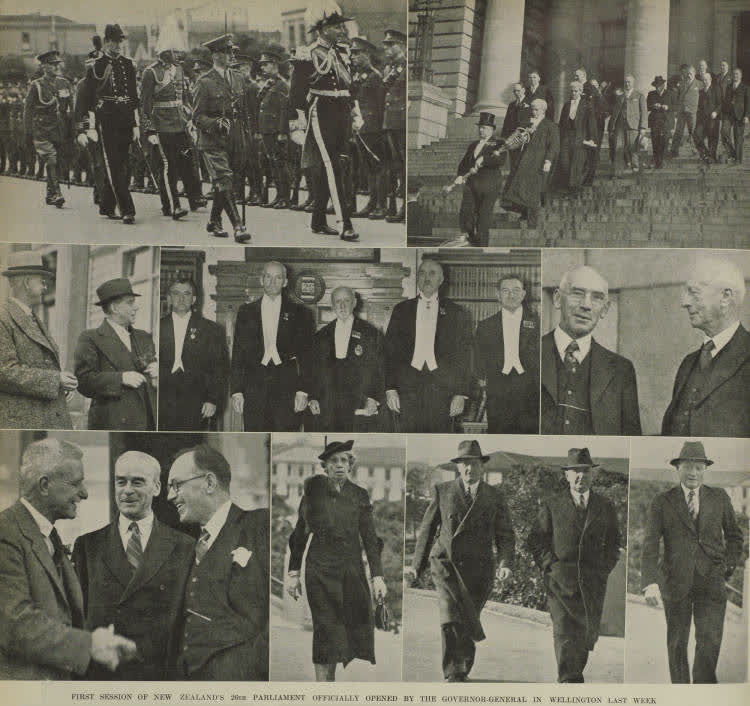 First session of New Zealand's 26th Parliament officially opened by the Governor General in Wellington last week, 1939