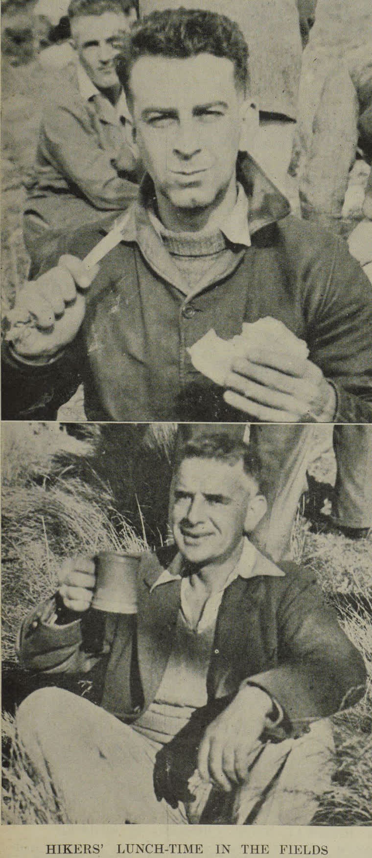 Hikers' lunch-time in the fields, 1939
