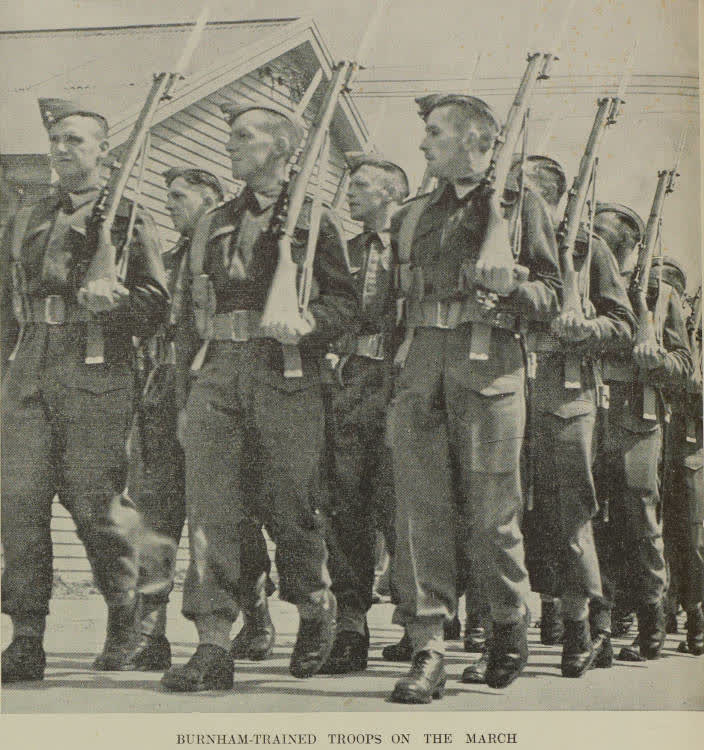 Burnham-trained troops on the march, 1941