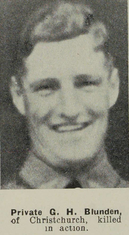 Private G. H. Blunden, of Christchurch, killed in action, 1941
