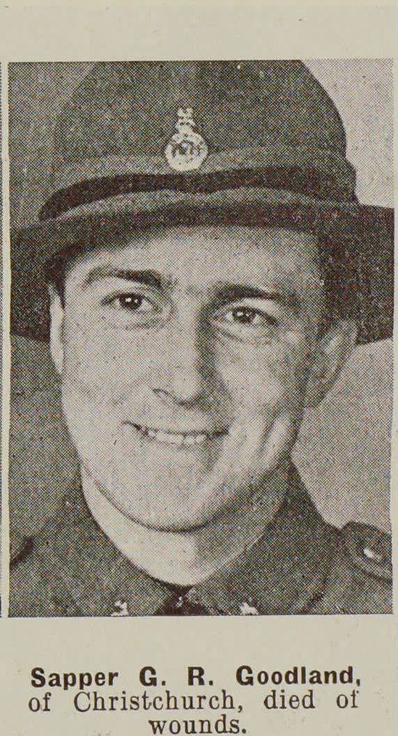 Sapper G. R. Goodland, of Christchurch, died of wounds, 1941