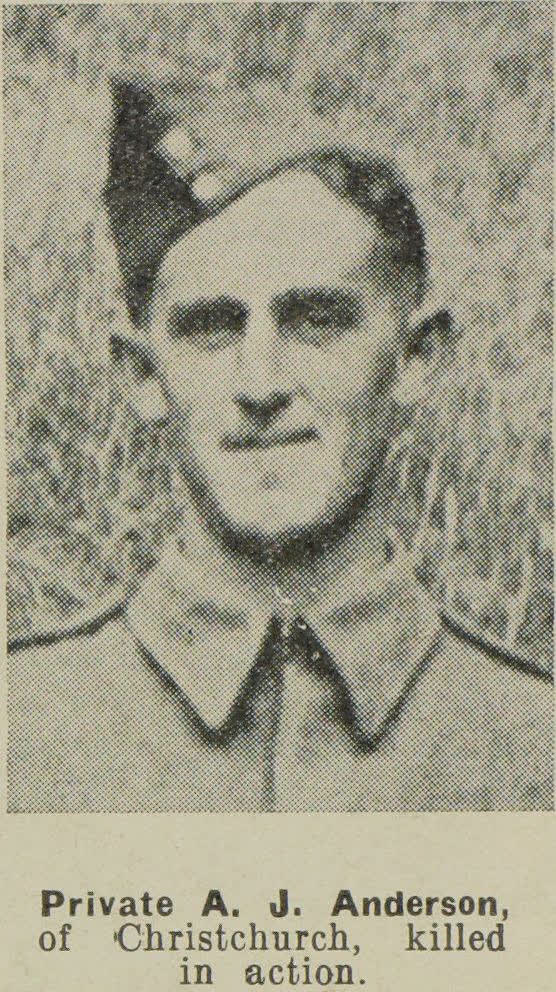 Private A. J. Anderson, of Christchurch, killed in action, 1942