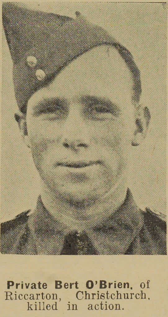 Private Bert O'Brien, of Riccarton, Christchurch, killed in action, 1942