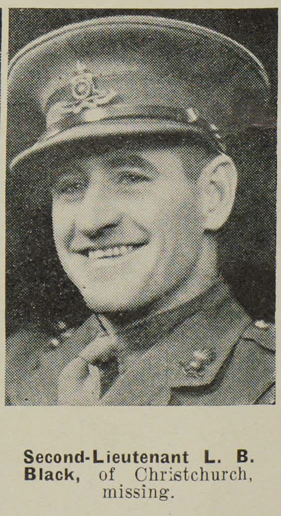 Second-Lieutenant L. B. Black, of Christchurch, missing, 1942