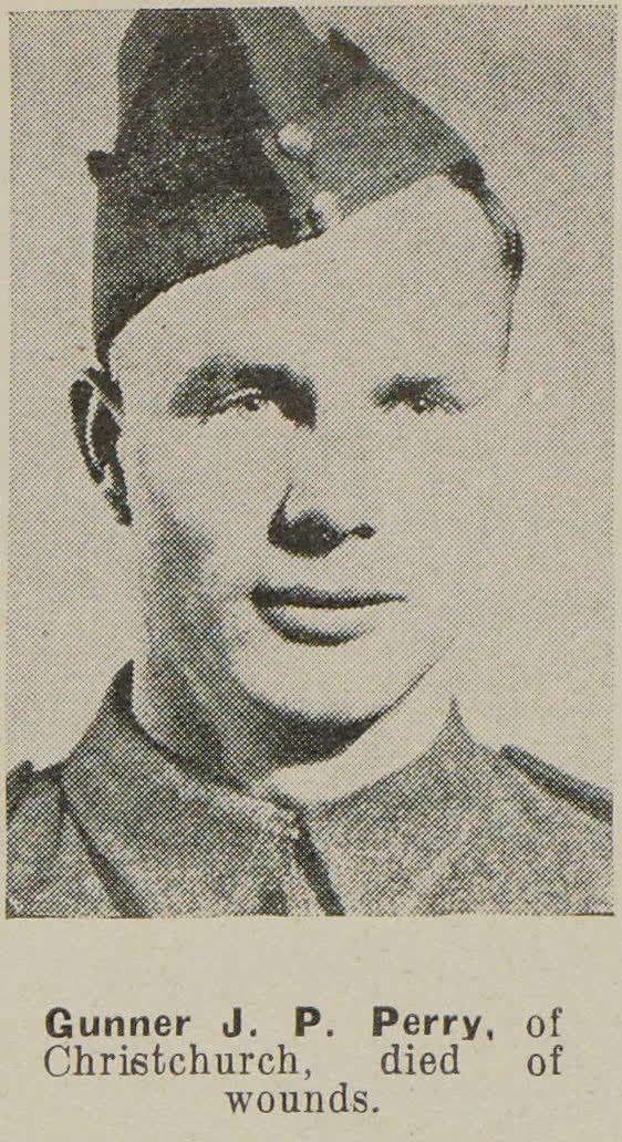 Gunner J. P. Perry, of Christchurch, died of wounds, 1942