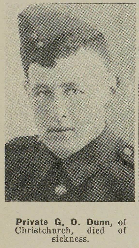 Private G. O. Dunn, of Christchurch, died of sickness, 1942
