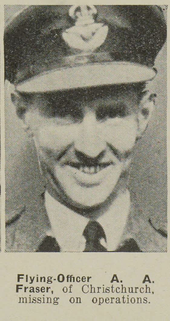 Flying-Officer A. A. Fraser, of Christchurch, missing on operations, 1942