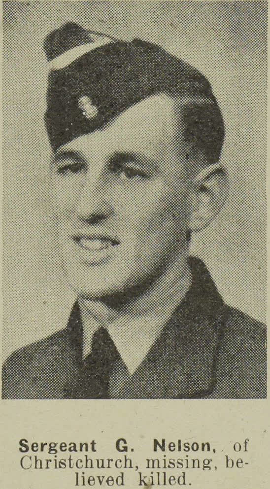 Sergeant G. Nelson, of Christchurch, missing, believed killed, 1943