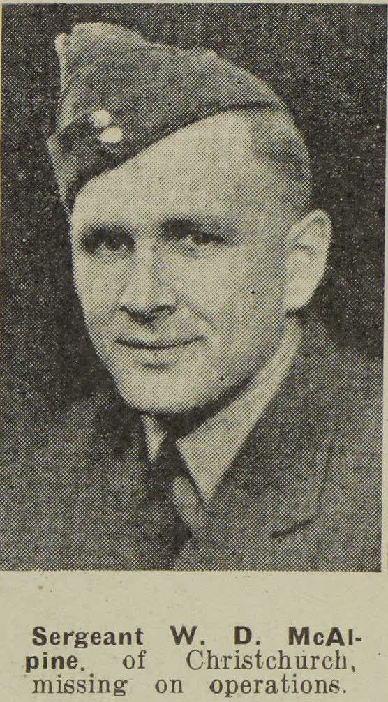 Sergeant W. D. McAlpine, of Christchurch, missing on operations, 1943