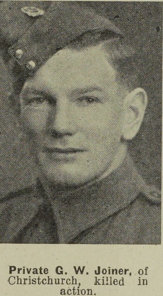Private G. W. Joiner, of Christchurch, killed in action, 1943