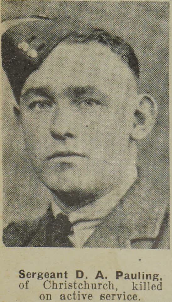 Sergeant D. A. Pauling, of Christchurch, killed on active service, 1943