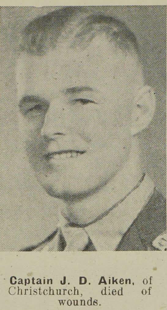 Captain J. D. Aiken, of Christchurch, died of wounds, 1943