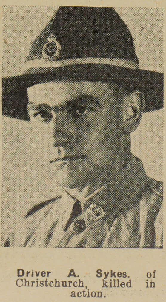 Driver A. Sykes, of Christchurch, killed in action, 1943
