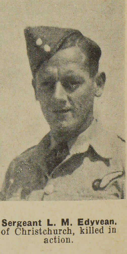 Sergeant L. M. Edyvean, of Christchurch, killed in action, 1943