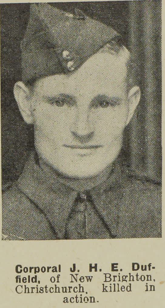 Corporal J. H. E. Duffield, of New Brighton, Christchurch. killed in action, 1943