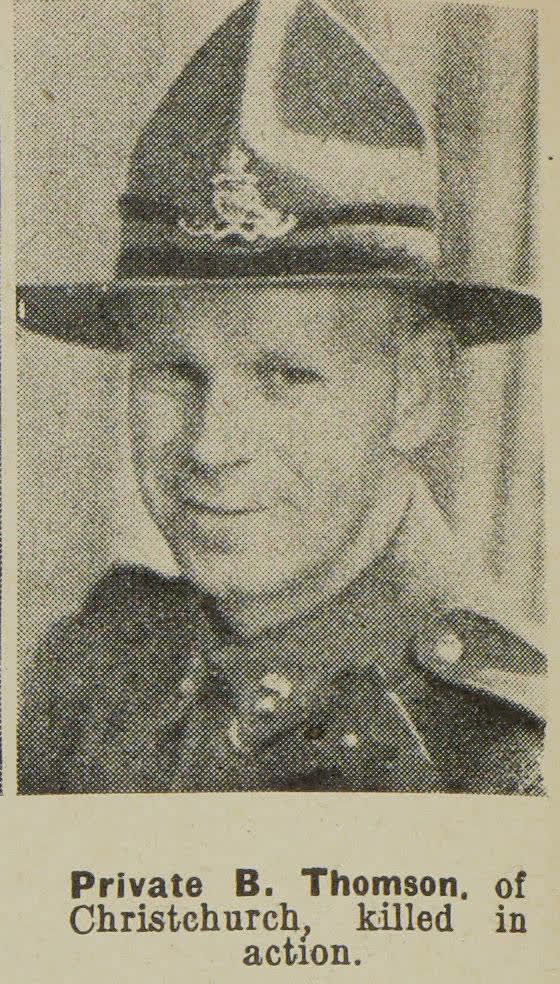 Private B. Thomson, of Christchurch, killed in action, 1943