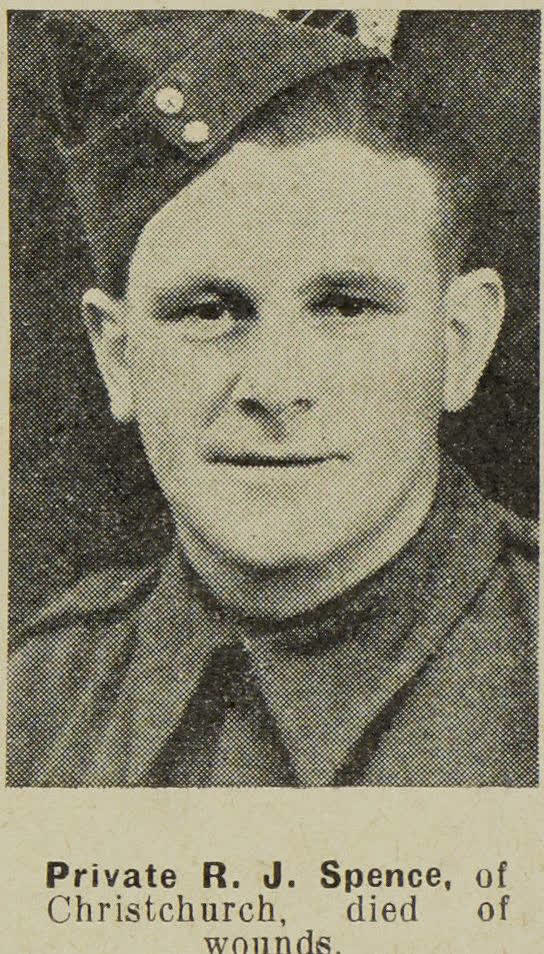 Private R. J. Spence, of Christchurch, died of wounds, 1943